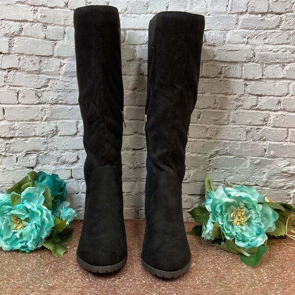 JOURNEE COLLECTION Parker Black Wedge Wide Calf Wide Calf Boots 8.5M-WC - Picture 3 of 5